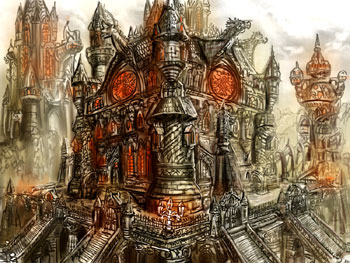 james olley concept artist,gothic castle landscape concept artwork