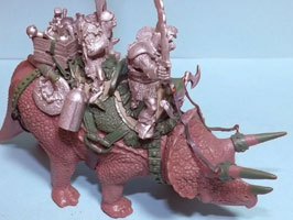 scratchbuild model 2 ral partha orcs riding a dinosaur